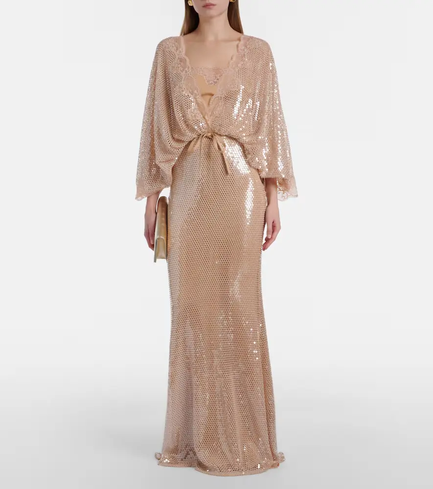 Elie Saab Lace-trimmed sequined mesh gown | Thumbnail 3 Elie Saab Lace-trimmed sequined mesh gown | Thumbnail 3