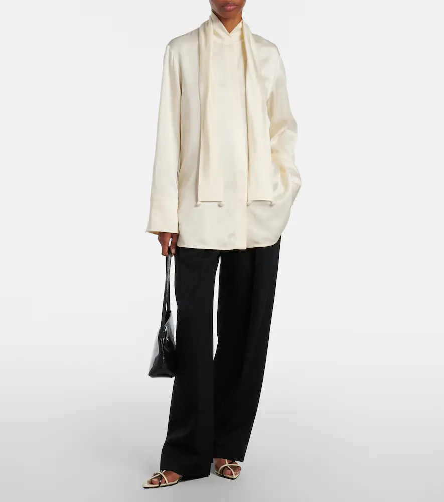 Jil Sander Scarf-detail satin shirt | Thumbnail 3 Jil Sander Scarf-detail satin shirt | Thumbnail 3