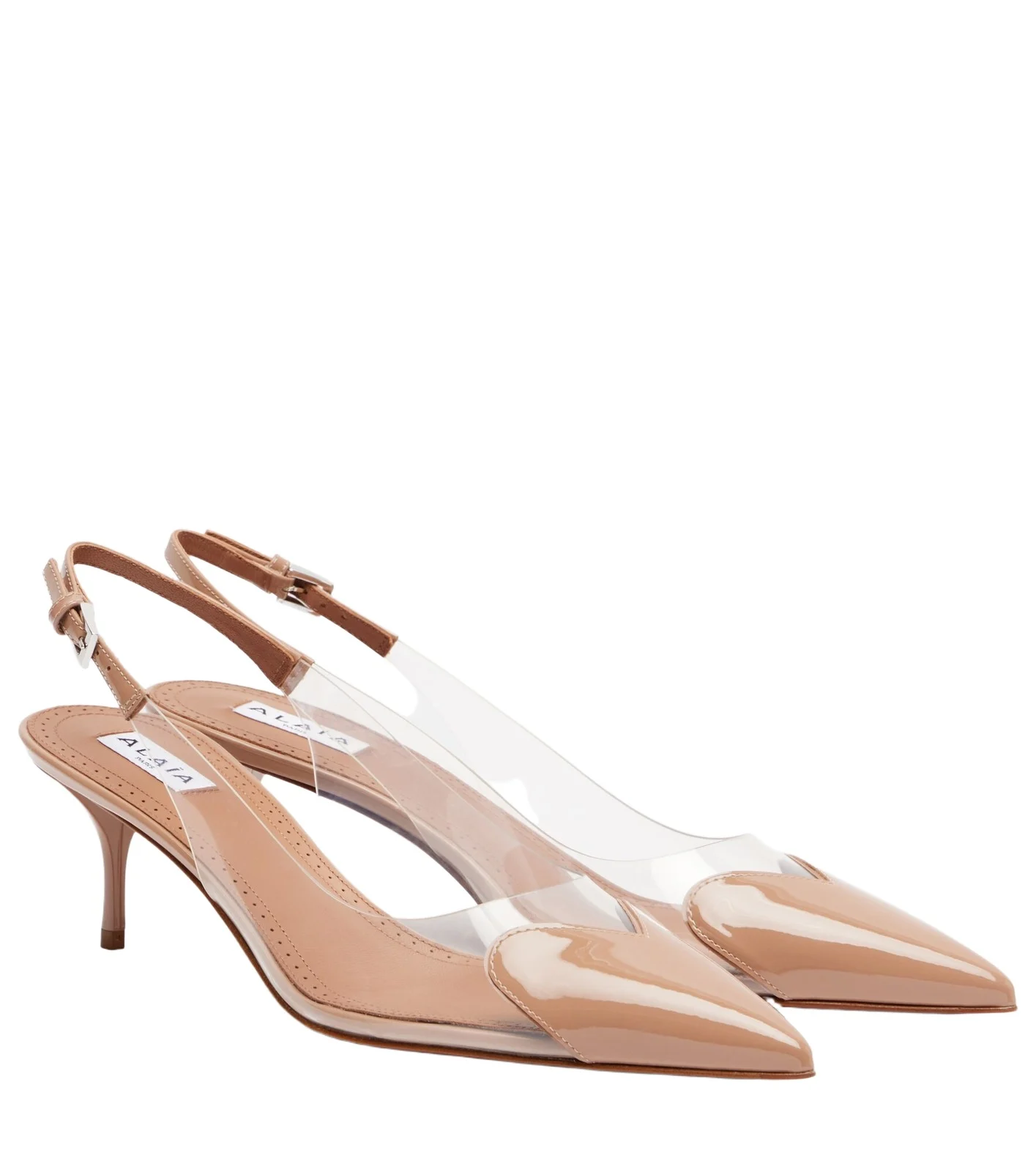 Le Coeur 55 leather and PU slingback pumps