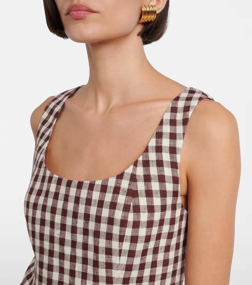 Posse Sadie gingham linen minidress | Thumbnail 4