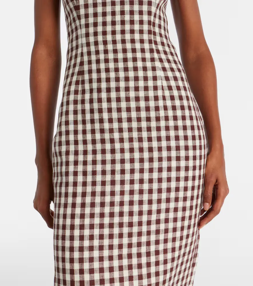 Posse Sadie gingham linen midi dress | Thumbnail 2
