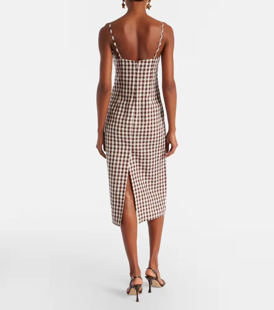 Posse Sadie gingham linen midi dress | Thumbnail 3