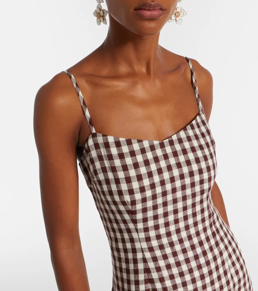 Posse Sadie gingham linen midi dress | Thumbnail 5