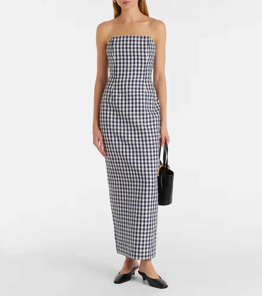 Posse Romeo gingham strapless linen maxi dress | Thumbnail 2