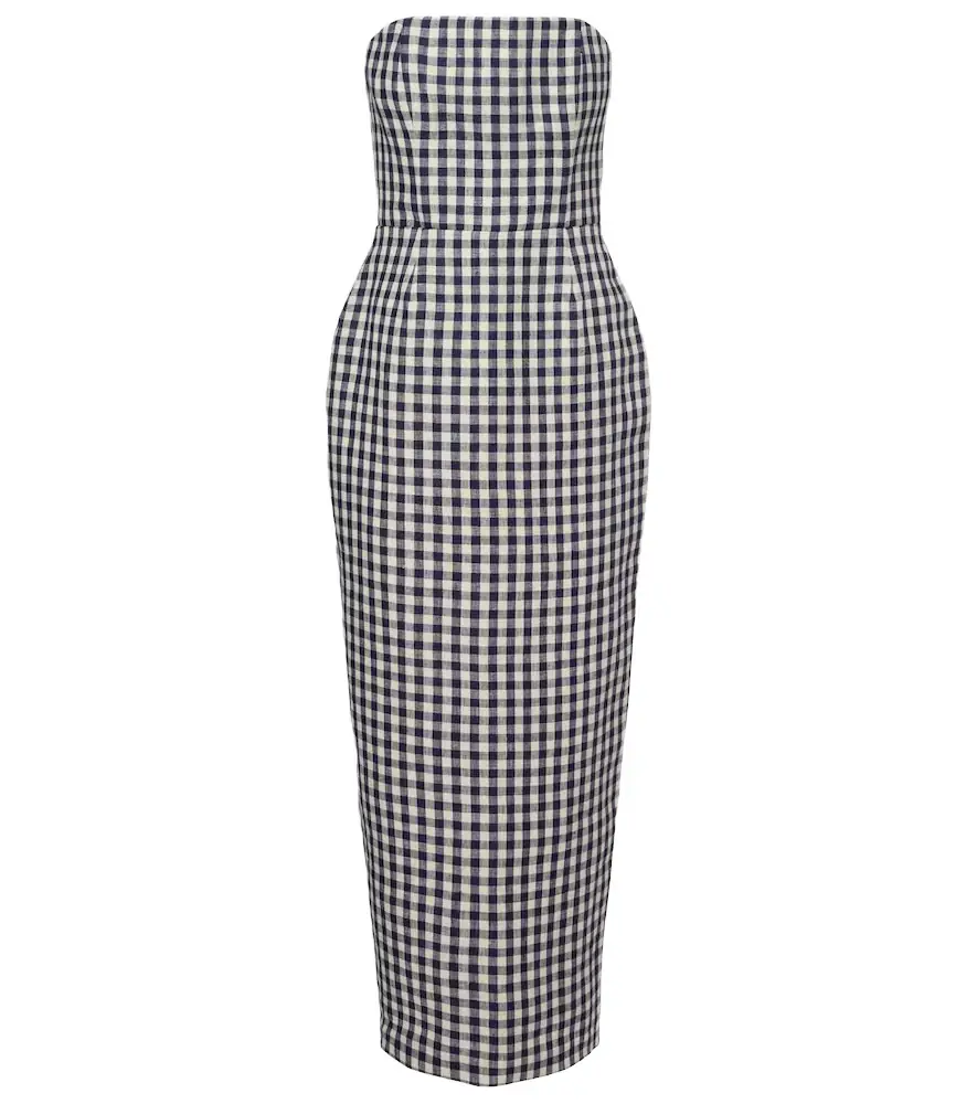 Posse Romeo gingham strapless linen maxi dress | Image 1 Posse Romeo gingham strapless linen maxi dress | Image 1