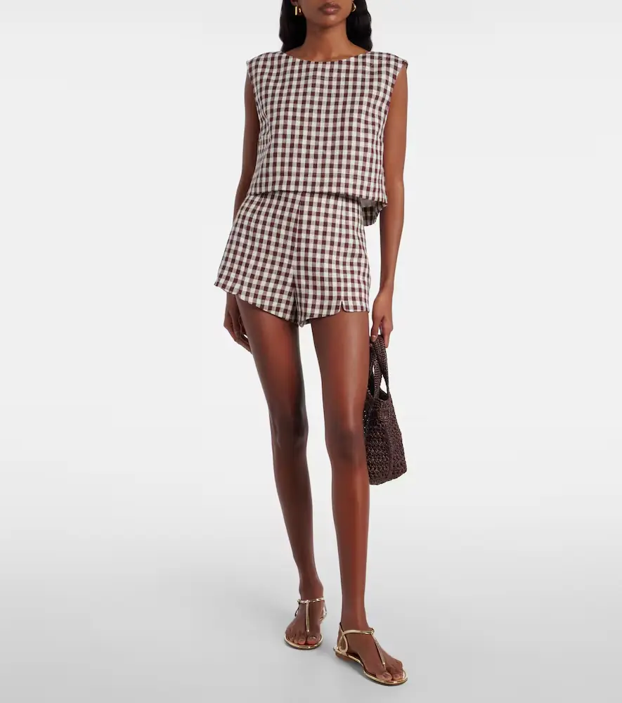 Posse Sadie gingham linen shorts | Thumbnail 2