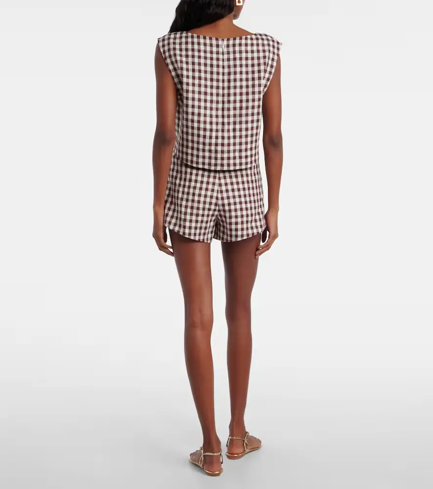 Posse Sadie gingham linen shorts | Thumbnail 4