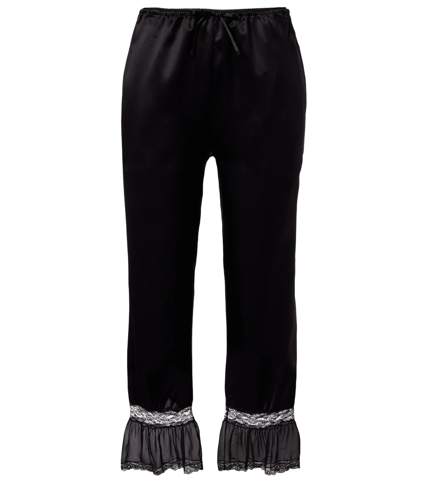 Lace-trimmed silk satin wide-leg pants Lace-trimmed silk satin wide-leg pants