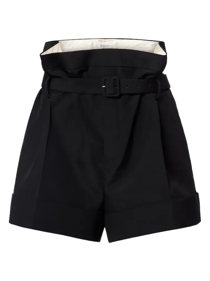 Belted mohair and wool shorts Belted mohair and wool shorts