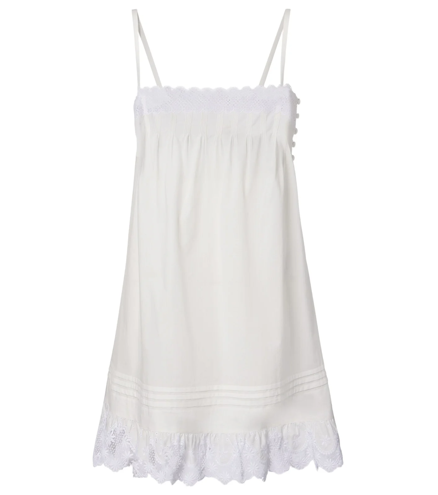 Lace-trimmed cotton slip dress Lace-trimmed cotton slip dress