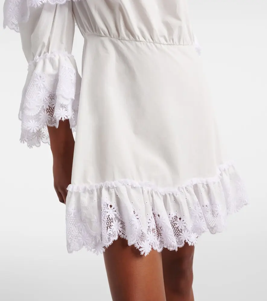 Saint Laurent Embroidered ruffled cotton poplin minidress | Thumbnail 5