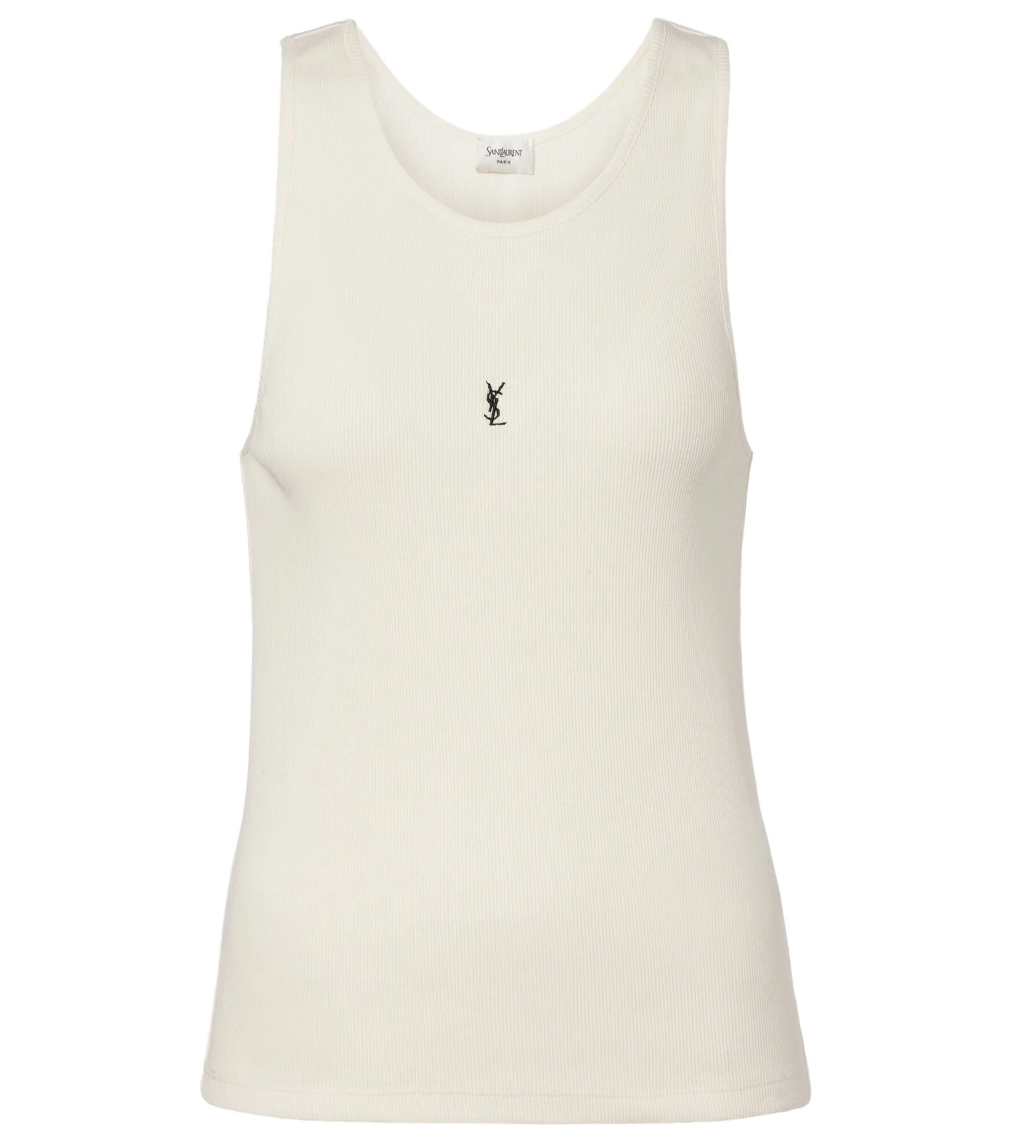 Saint Laurent Cassandre ribbed-knit cotton tank top