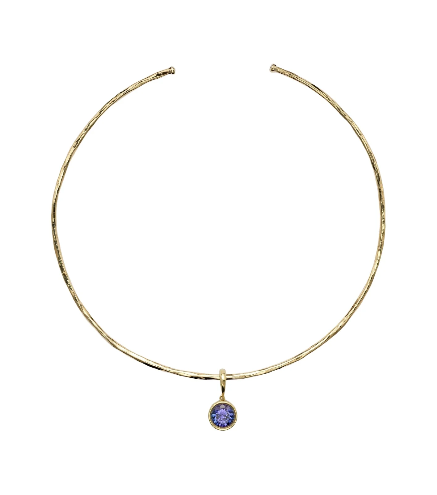 Olivia 18kt gold pendant choker with diamonds and tanzanite