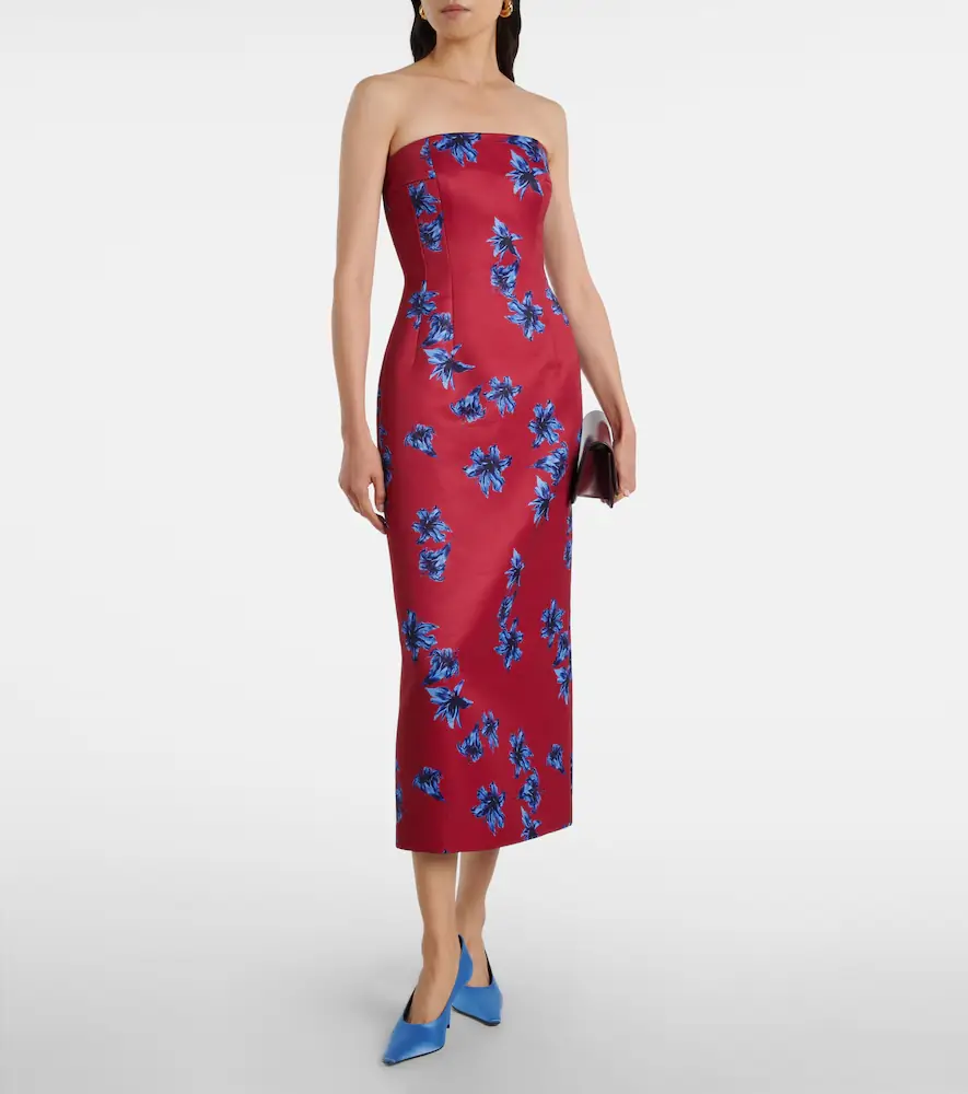Emilia Wickstead Leila floral duchess satin midi dress | Thumbnail 2