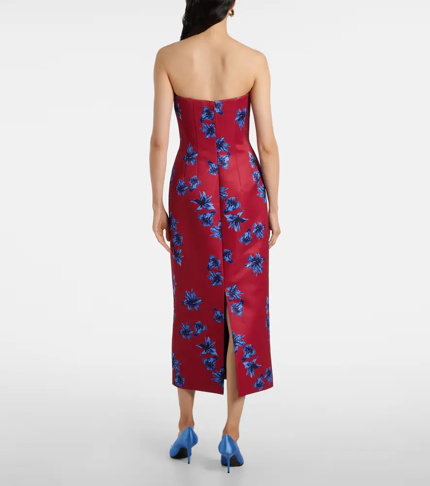 Emilia Wickstead Leila floral duchess satin midi dress | Thumbnail 3