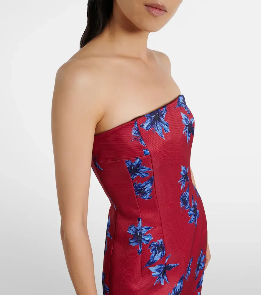 Emilia Wickstead Leila floral duchess satin midi dress | Thumbnail 4