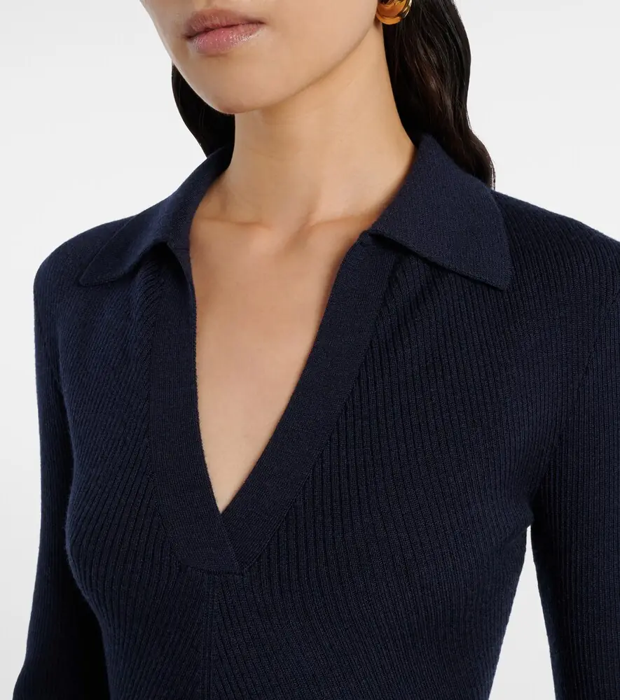 Emilia Wickstead Austin ribbed-knit wool polo sweater | Thumbnail 2