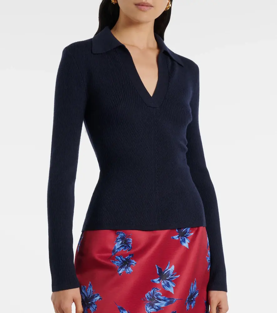 Emilia Wickstead Austin ribbed-knit wool polo sweater | Thumbnail 3