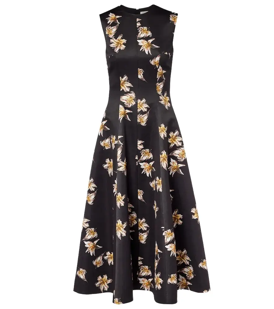 Emilia Wickstead Mara floral duchess satin midi dress | Image 1 Emilia Wickstead Mara floral duchess satin midi dress | Image 1