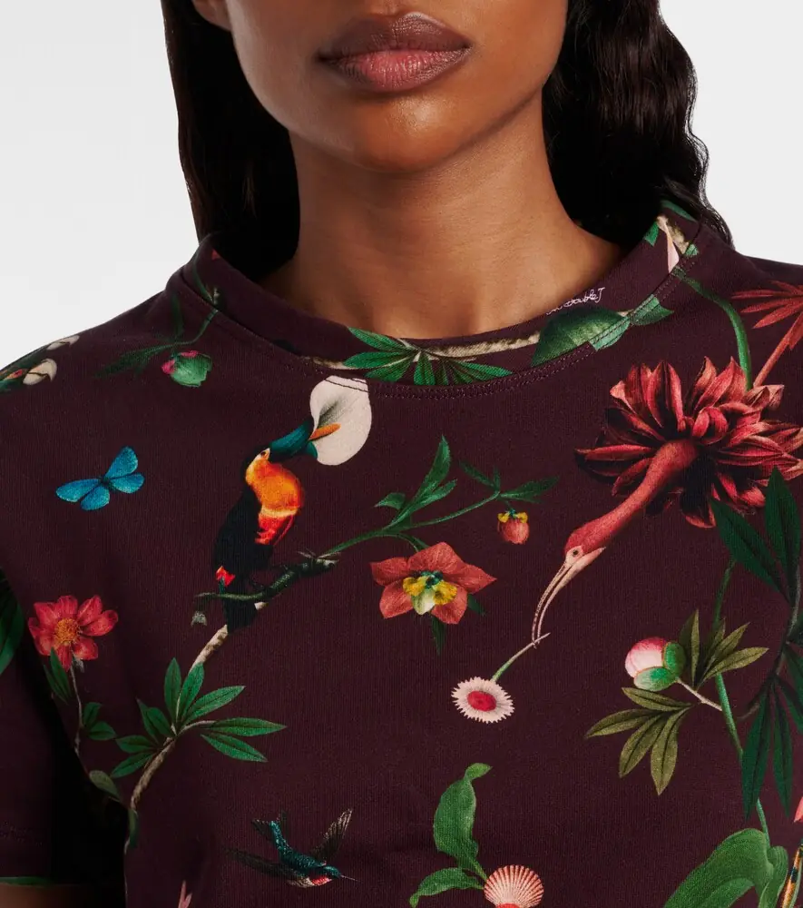 La DoubleJ La Scala feather-trimmed printed cotton T-shirt | Thumbnail 4 La DoubleJ La Scala feather-trimmed printed cotton T-shirt | Thumbnail 4