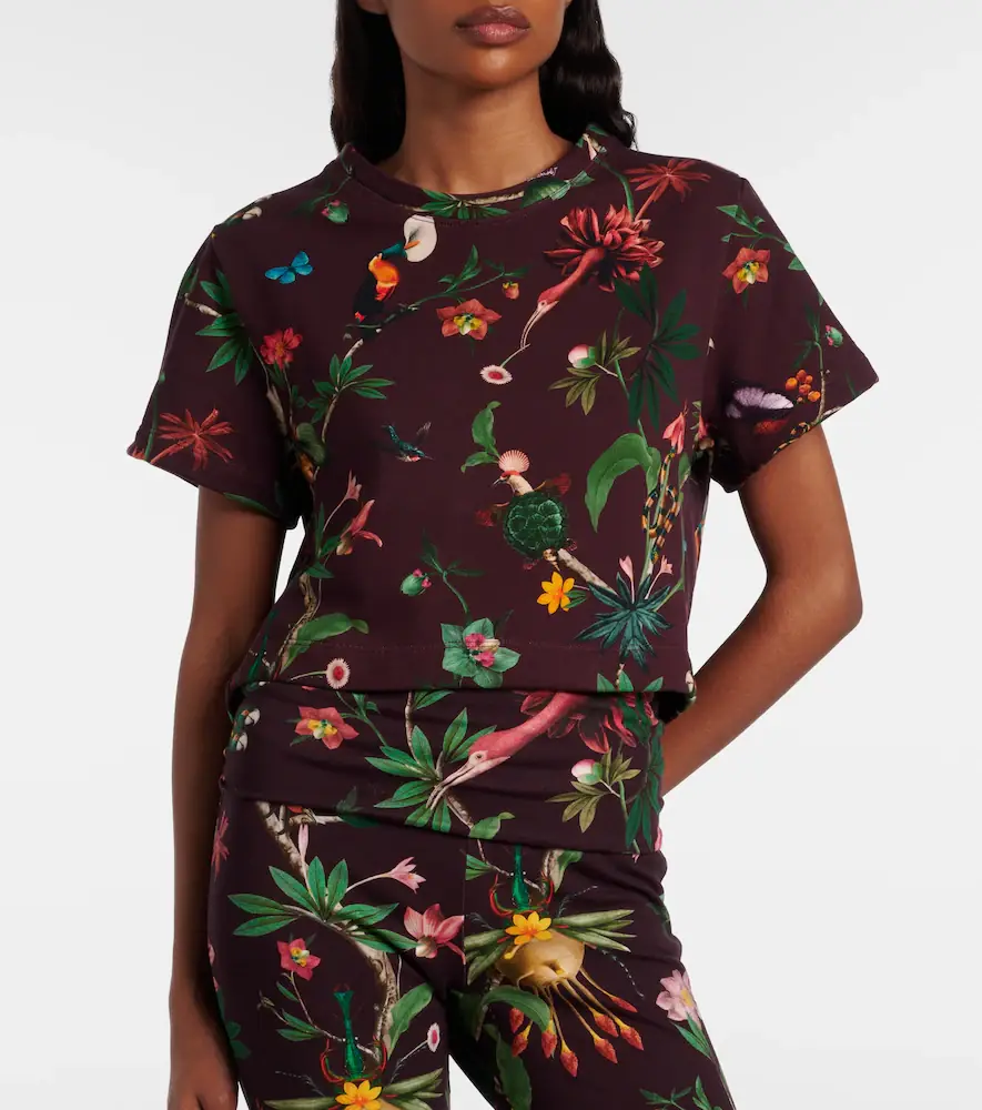 La DoubleJ La Scala feather-trimmed printed cotton T-shirt | Thumbnail 7 La DoubleJ La Scala feather-trimmed printed cotton T-shirt | Thumbnail 7