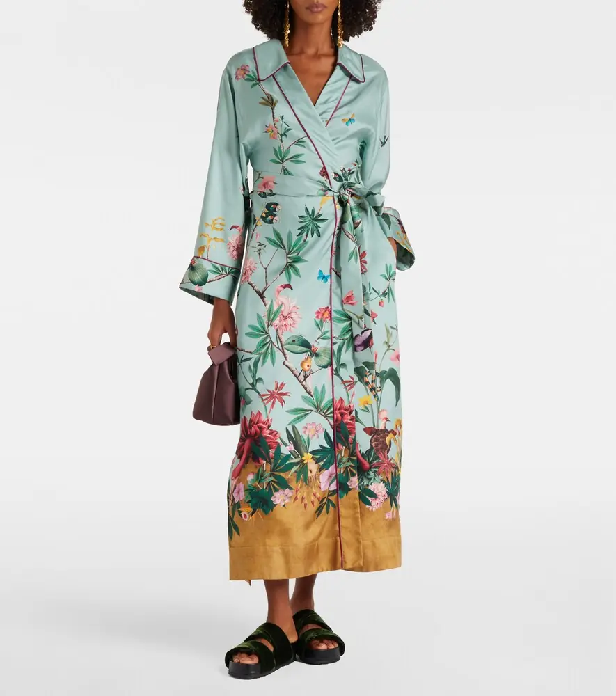 La DoubleJ Midnight floral silk wrap dress | Thumbnail 5