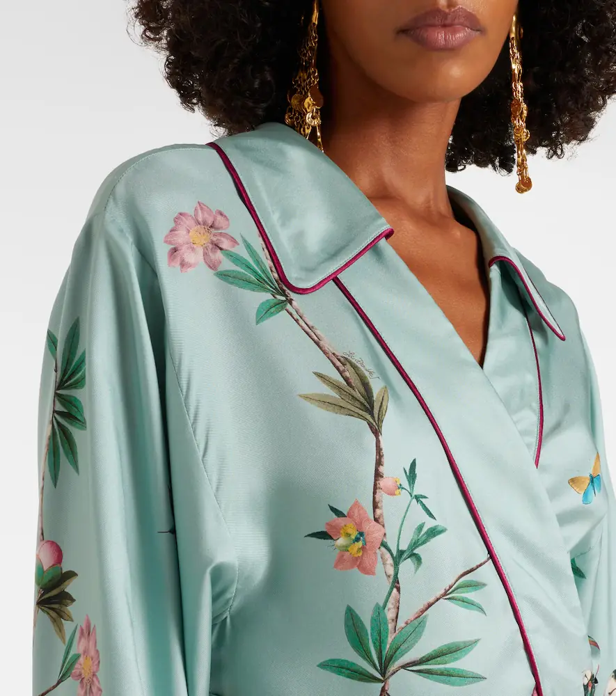 La DoubleJ Midnight floral silk wrap dress | Thumbnail 7