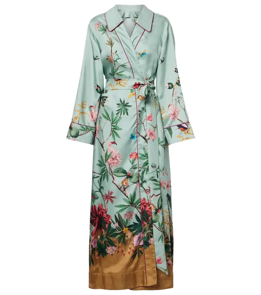 La DoubleJ Midnight floral silk wrap dress