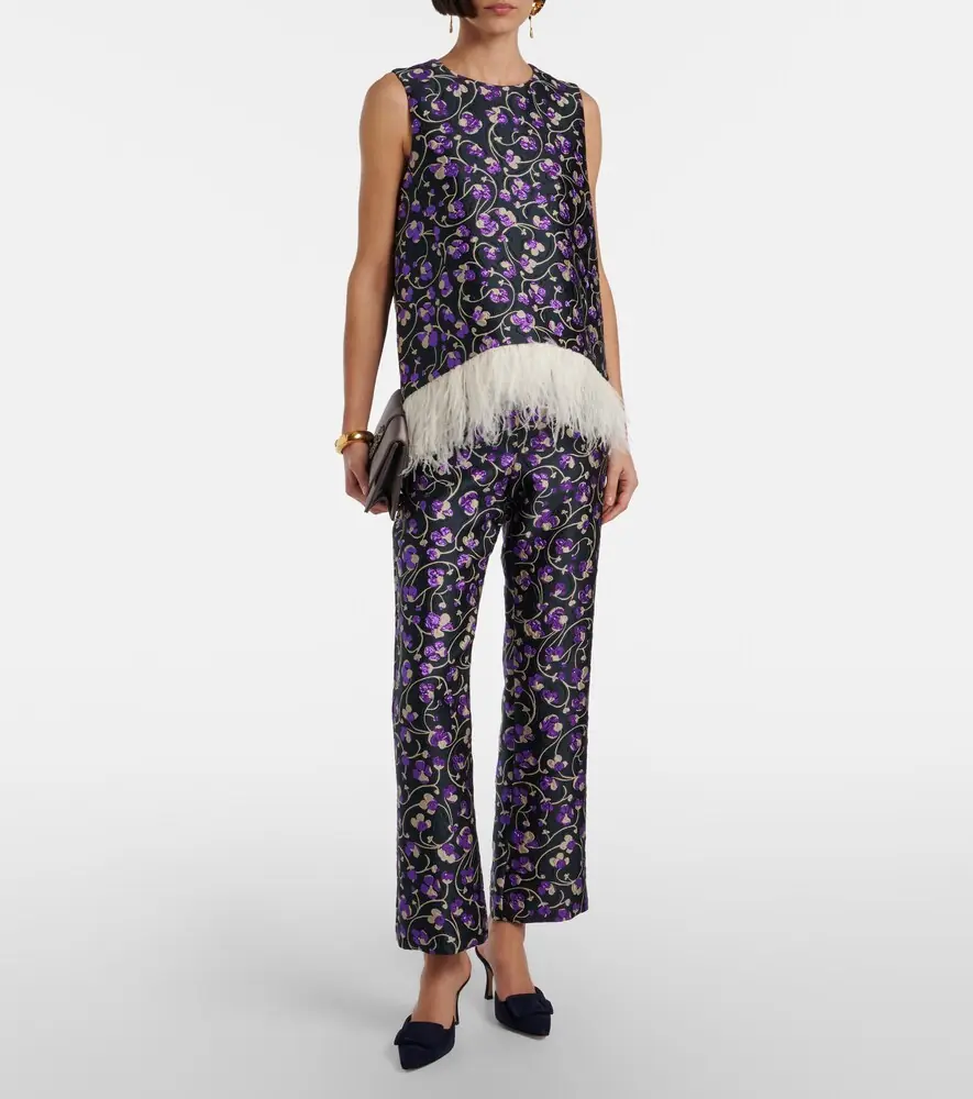 La DoubleJ La Scala feather-trimmed jacquard top | Thumbnail 2 La DoubleJ La Scala feather-trimmed jacquard top | Thumbnail 2