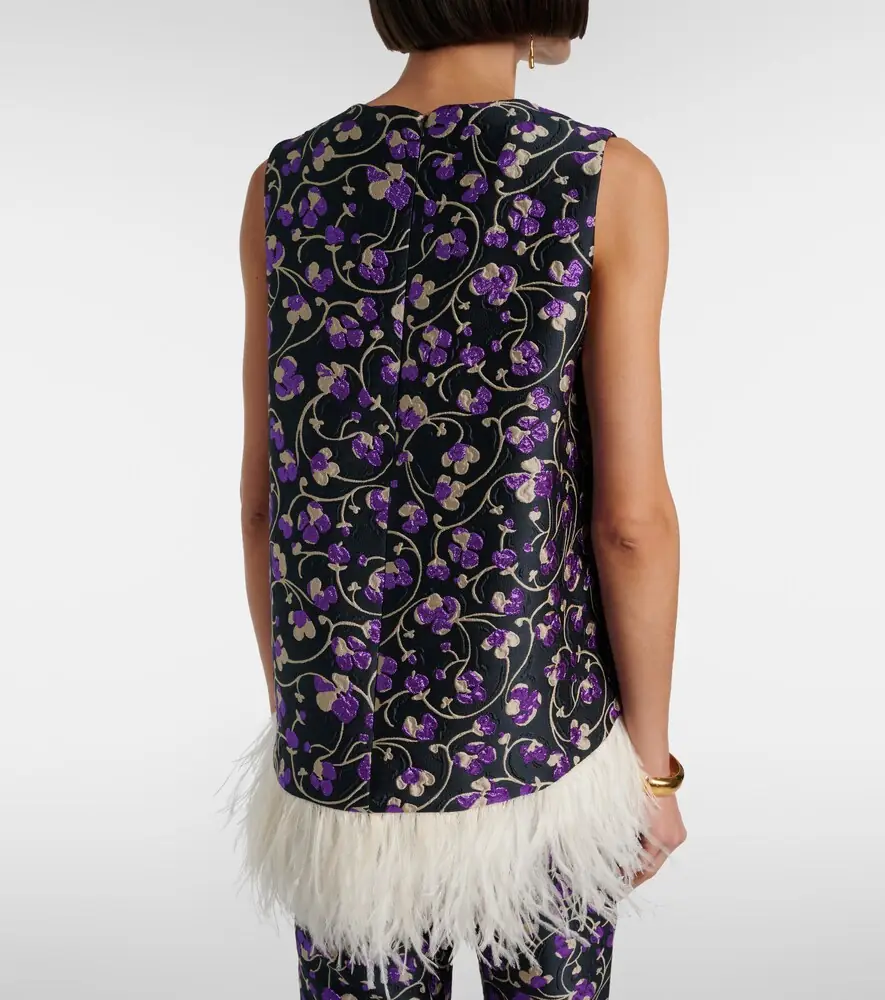 La DoubleJ La Scala feather-trimmed jacquard top | Thumbnail 3 La DoubleJ La Scala feather-trimmed jacquard top | Thumbnail 3