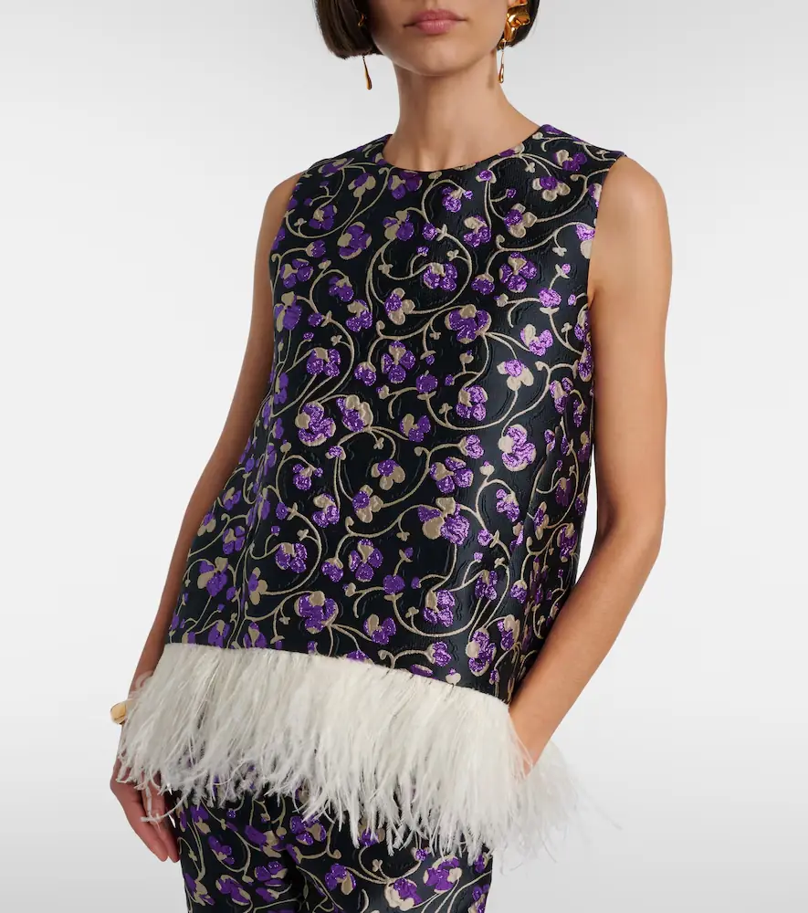 La DoubleJ La Scala feather-trimmed jacquard top | Thumbnail 5 La DoubleJ La Scala feather-trimmed jacquard top | Thumbnail 5