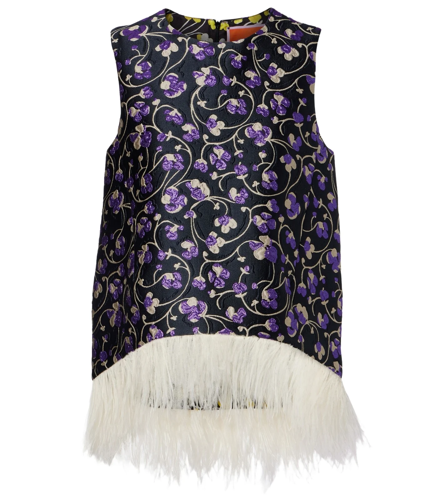 La DoubleJ La Scala feather-trimmed jacquard top