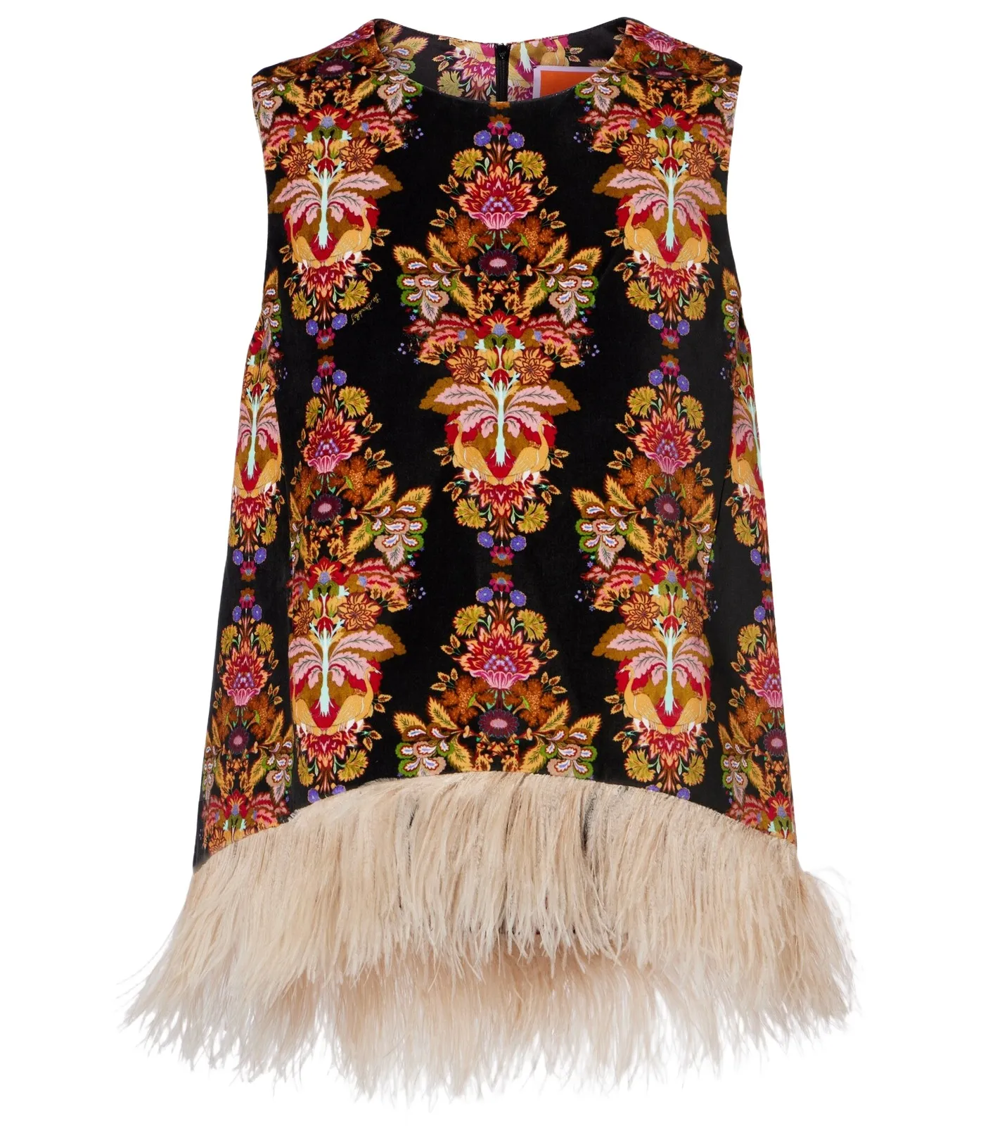 La DoubleJ La Scala feather-trimmed cotton top
