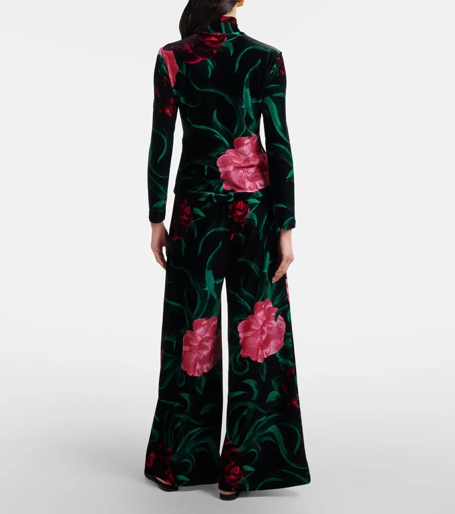 La DoubleJ Floral velvet palazzo pants | Thumbnail 4