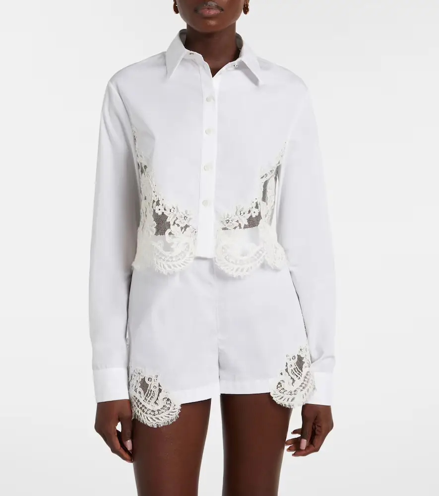 Versace Lace-trimmed cotton poplin shirt | Thumbnail 4