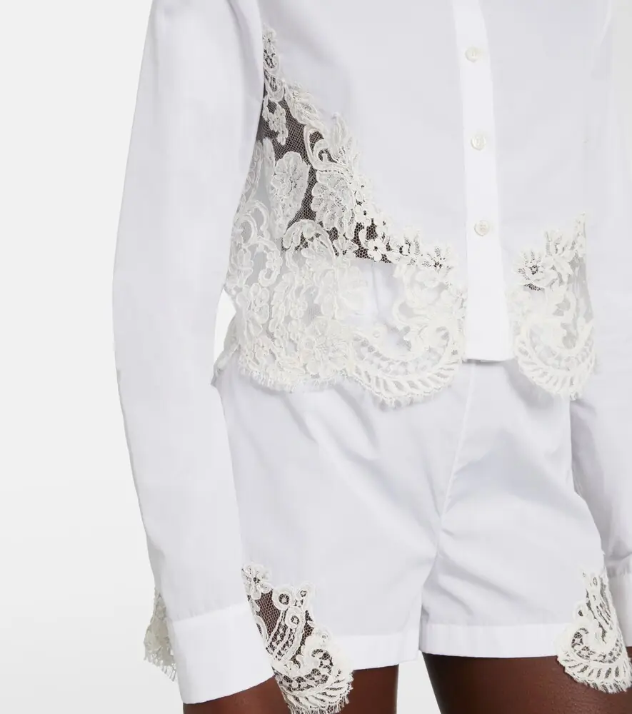 Versace Lace-trimmed cotton poplin shirt | Thumbnail 6