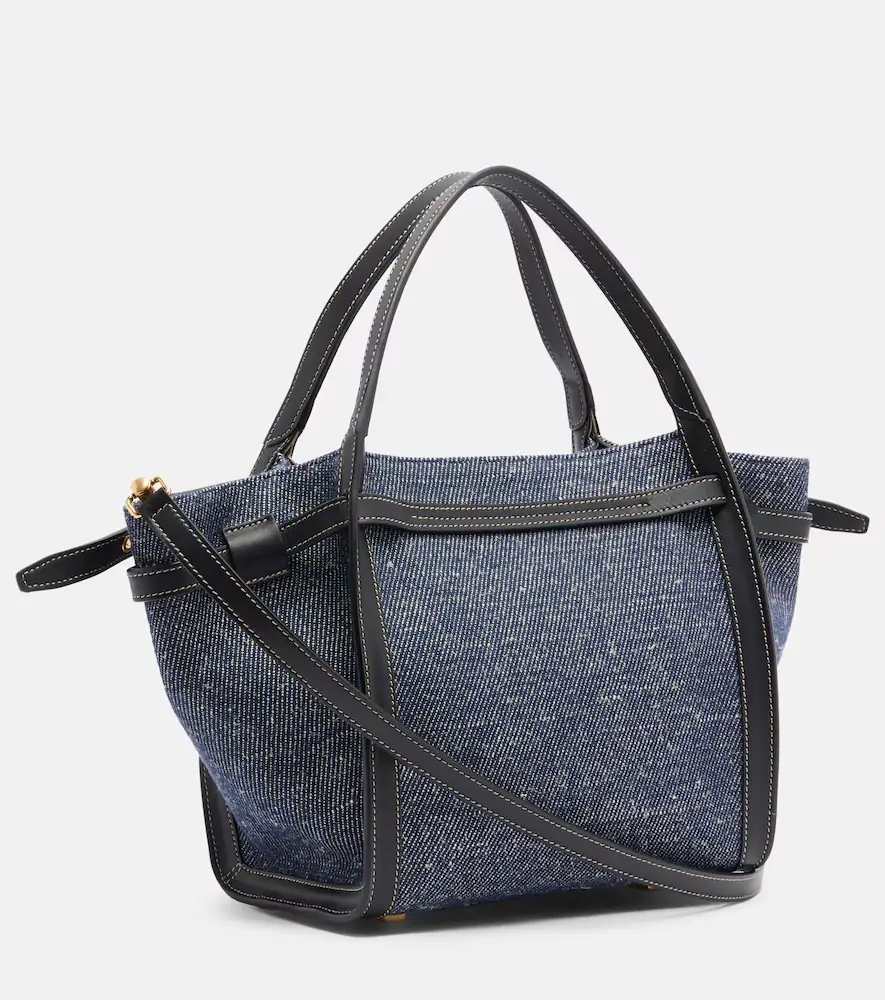 Tod's Tim Small leather-trimmed denim tote bag | Thumbnail 3