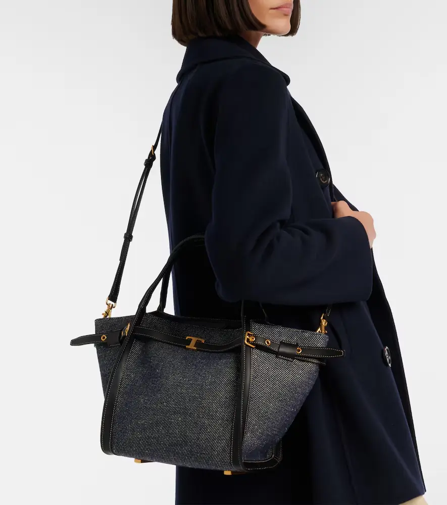 Tod's Tim Small leather-trimmed denim tote bag | Thumbnail 4