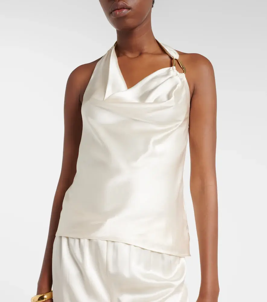 Rebecca Vallance Elise halterneck silk satin top | Thumbnail 3