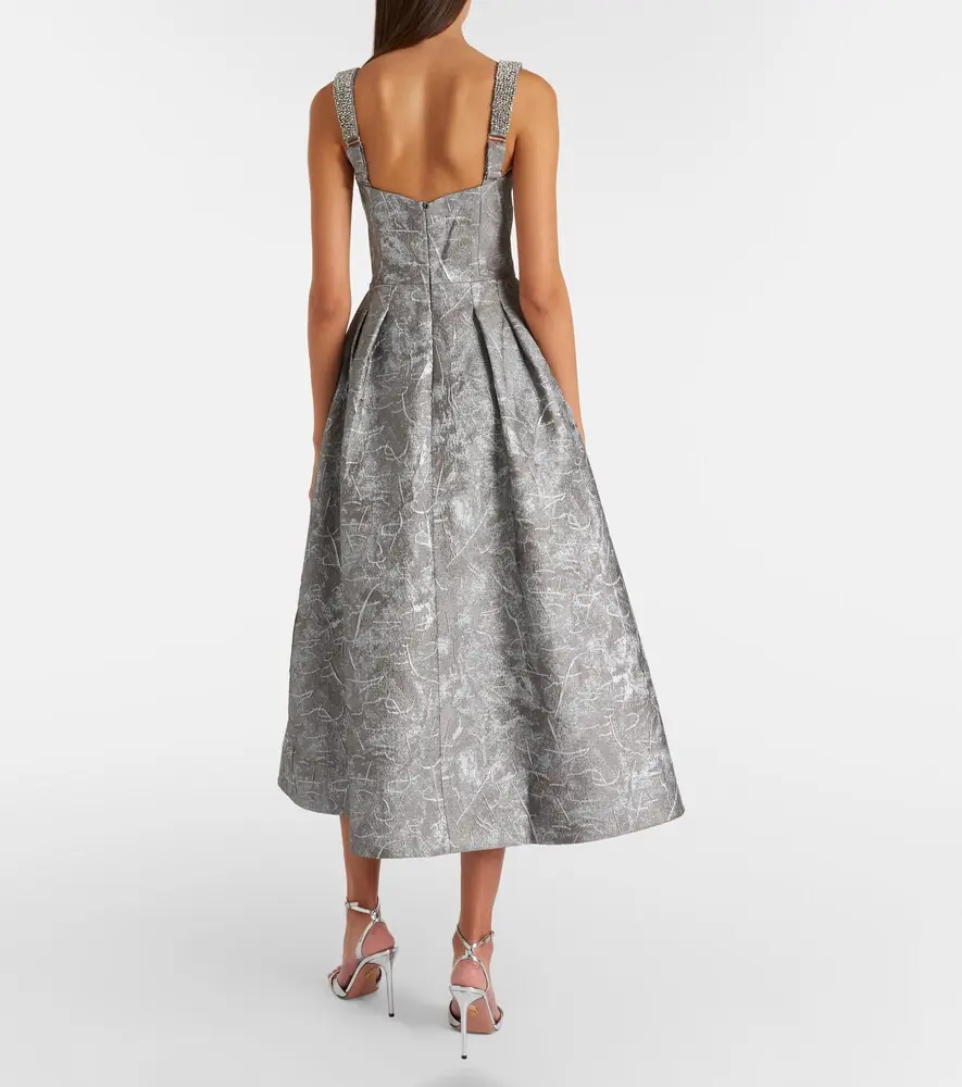 Rebecca Vallance Sterling metallic-effect jacquard cocktail dress | Thumbnail 6