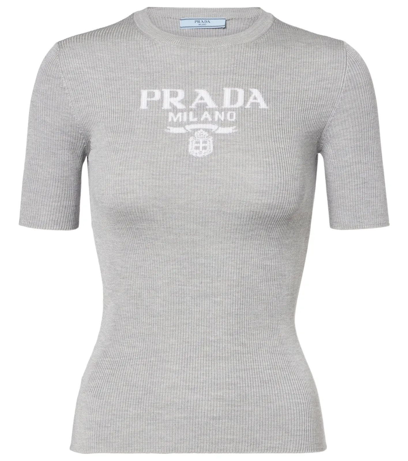 Logo ribbed-trim silk T-shirt Logo ribbed-trim silk T-shirt