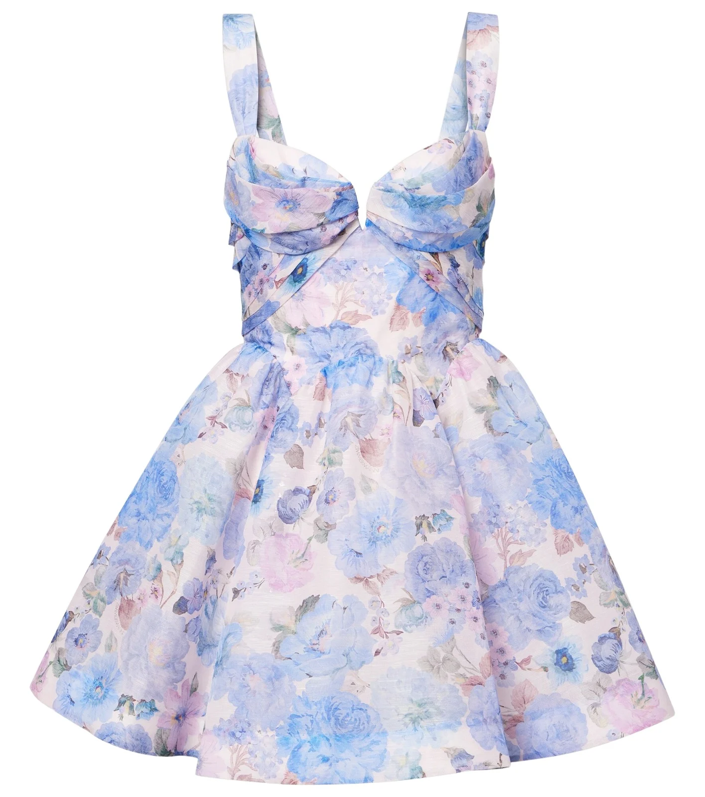 Rebellion floral draped linen and silk minidress