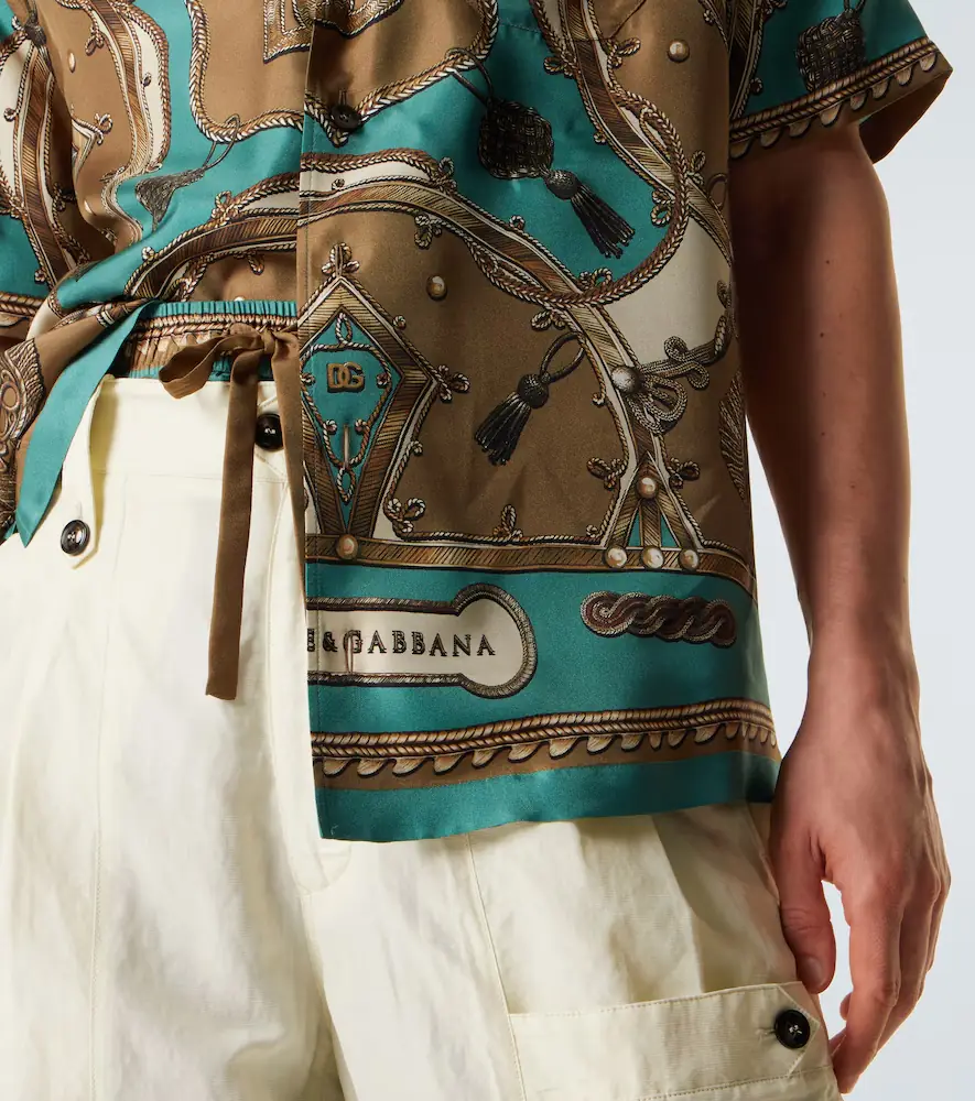 Dolce & Gabbana Printed silk twill bowling shirt | Thumbnail 2