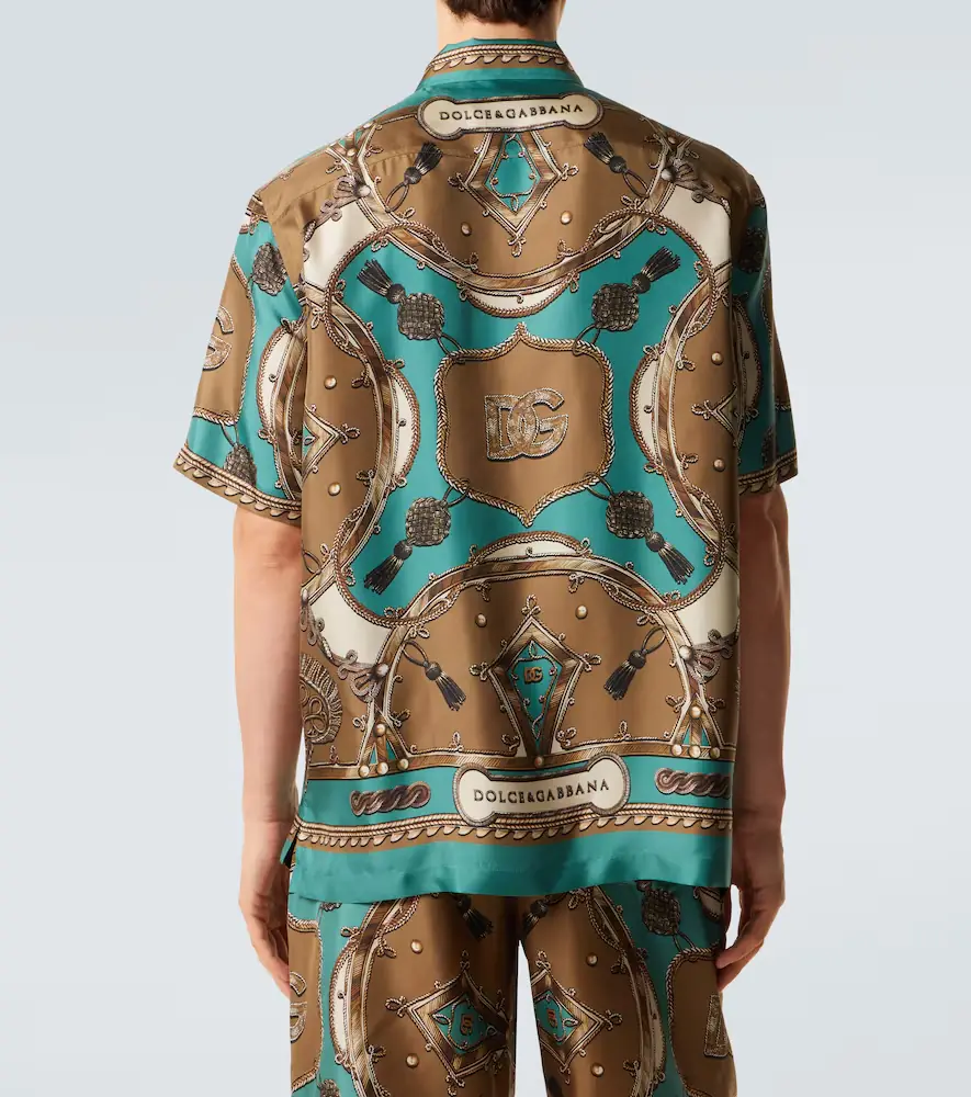 Dolce & Gabbana Printed silk twill bowling shirt | Thumbnail 3