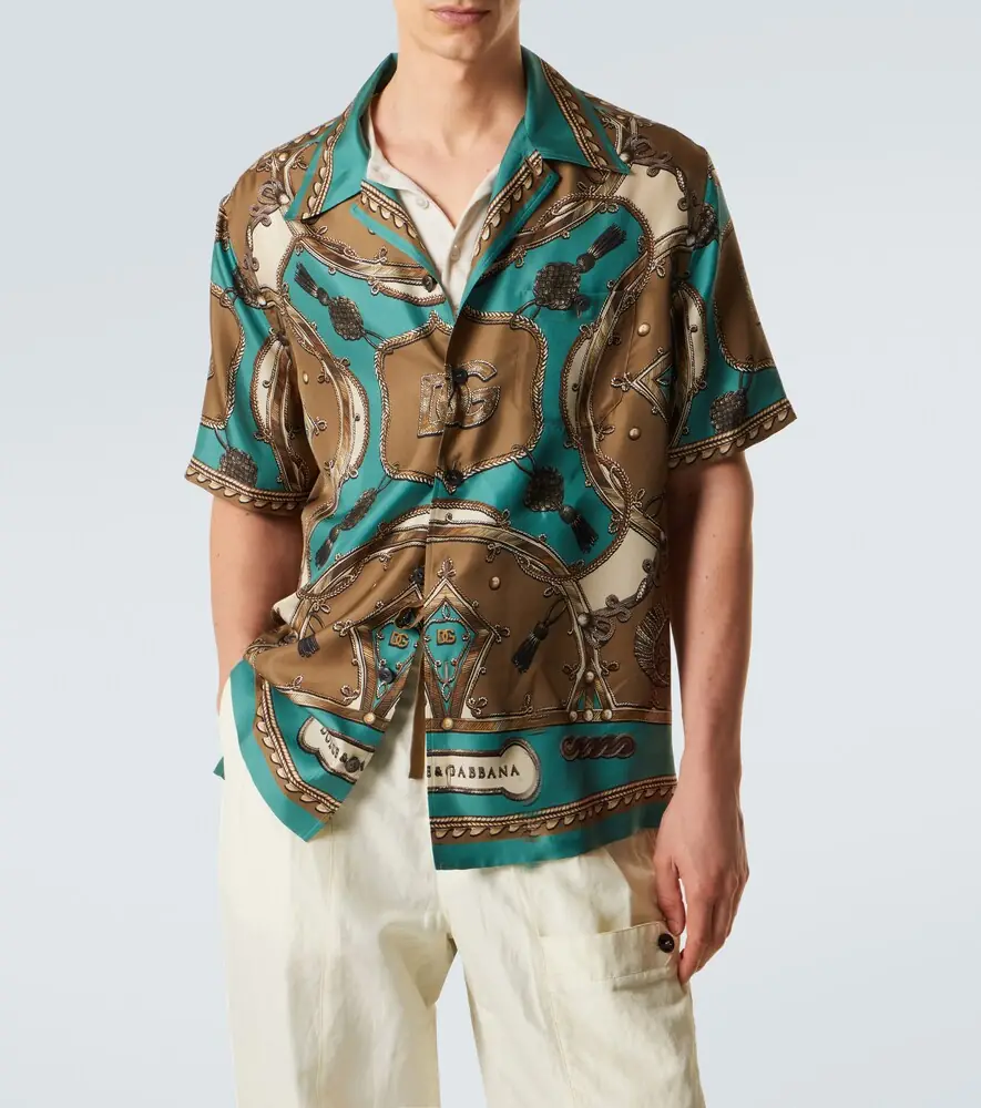 Dolce & Gabbana Printed silk twill bowling shirt | Thumbnail 5