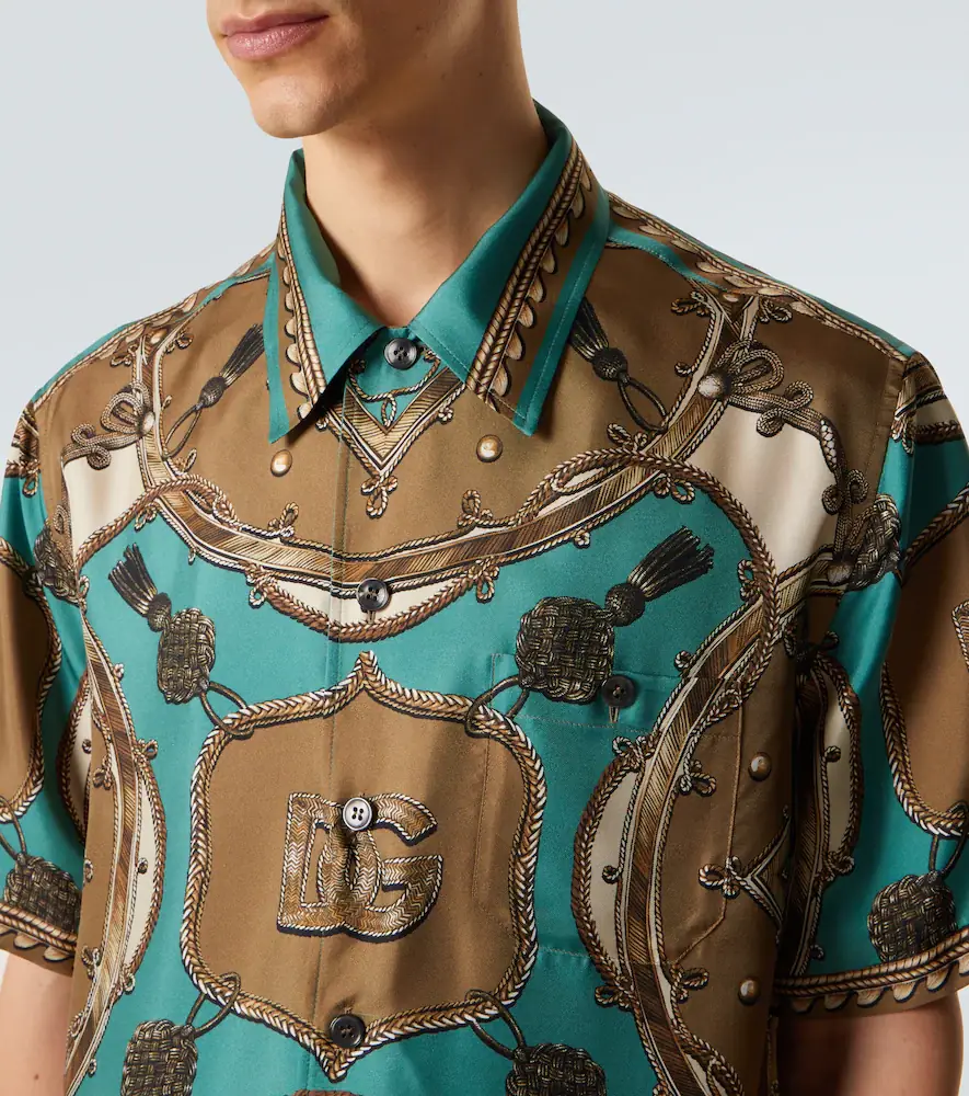 Dolce & Gabbana Printed silk twill bowling shirt | Thumbnail 6