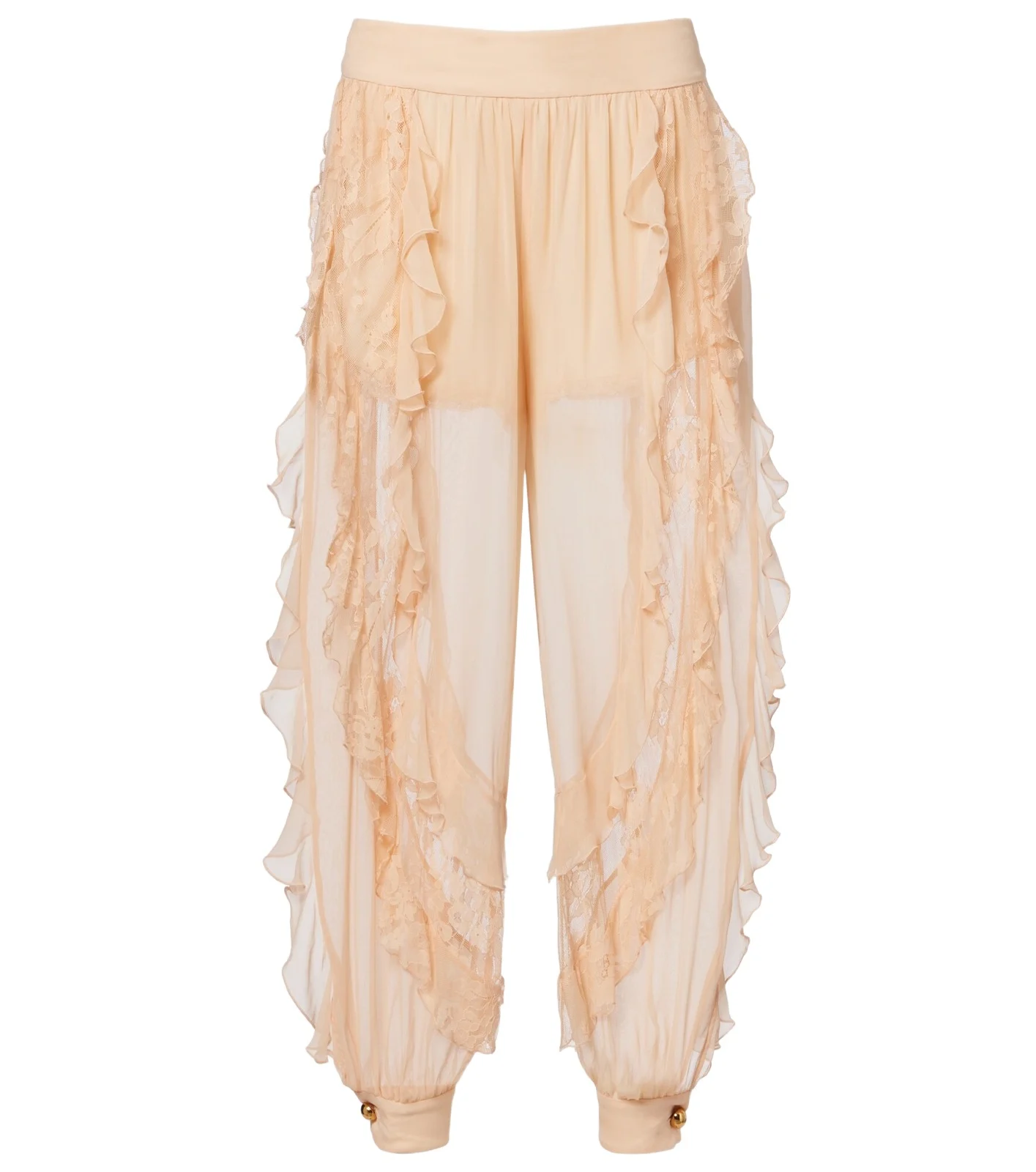 Rebellion Splice ruffled silk tapered pants