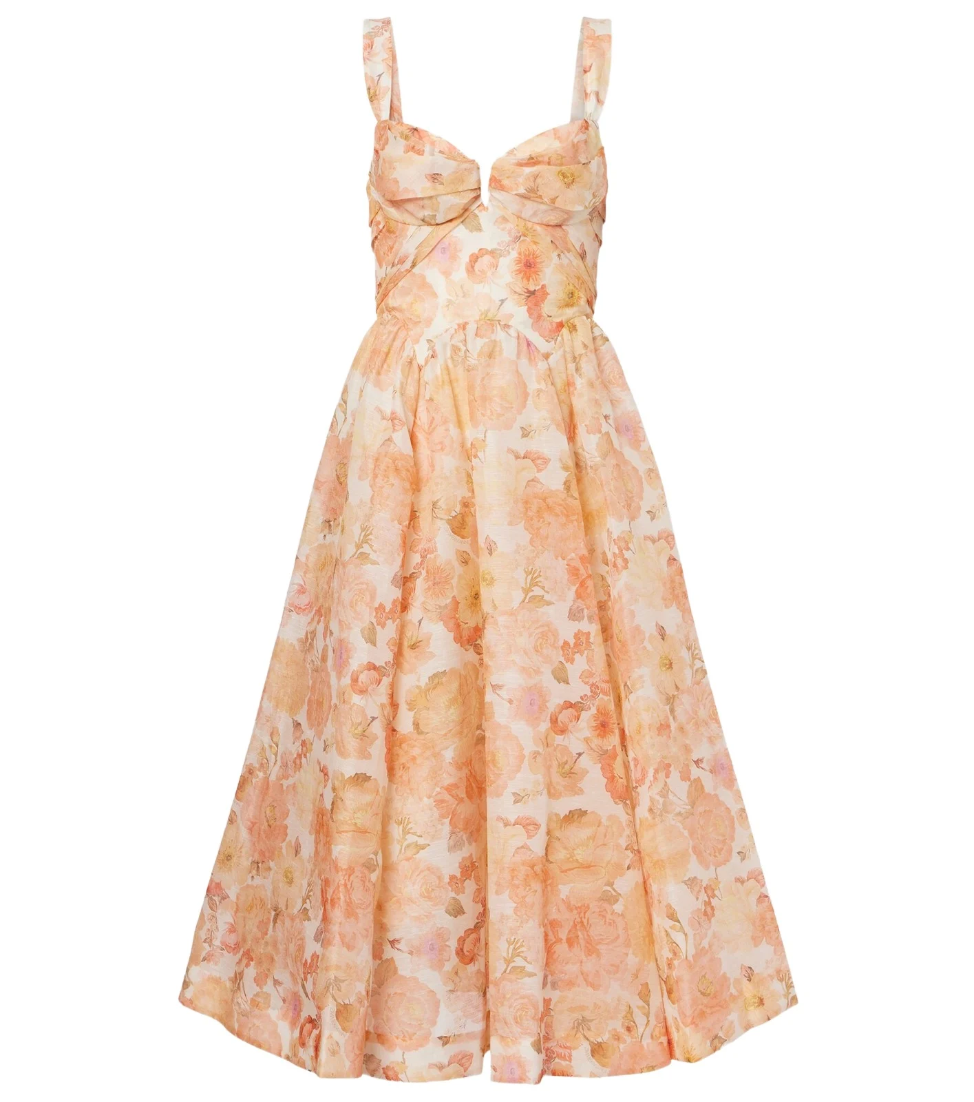Rebellion floral linen and silk midi dress