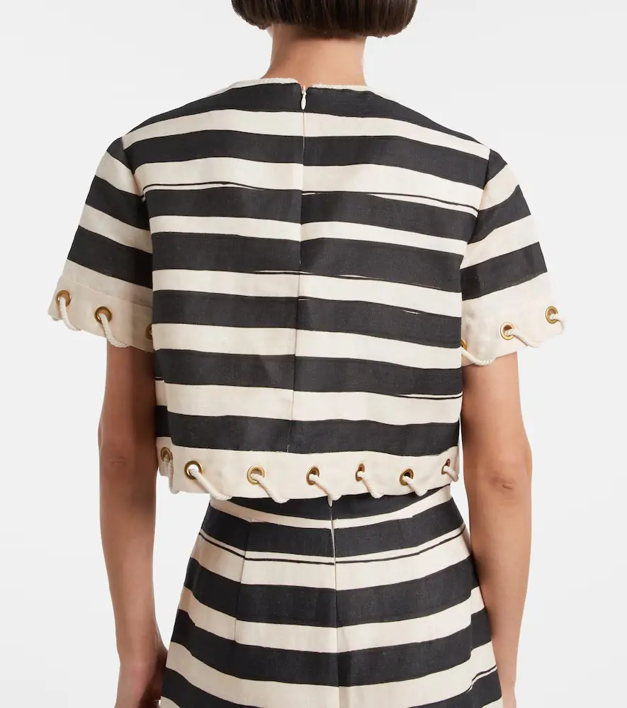 Zimmermann Rebellion striped linen crop top | Thumbnail 3 Zimmermann Rebellion striped linen crop top | Thumbnail 3