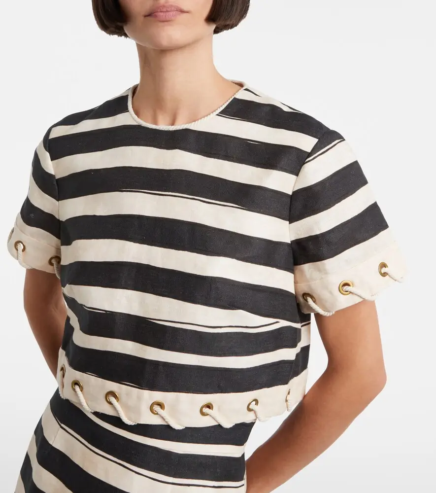 Zimmermann Rebellion striped linen crop top | Thumbnail 4 Zimmermann Rebellion striped linen crop top | Thumbnail 4